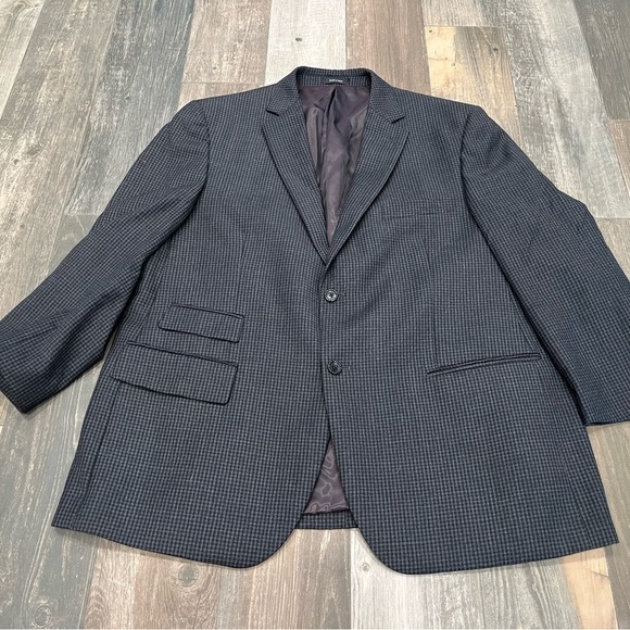 Pronto Uomo Platinum Men's 100% Wool 2 Button Black Gray Check Jacket 44 Short - Picture 4 of 11